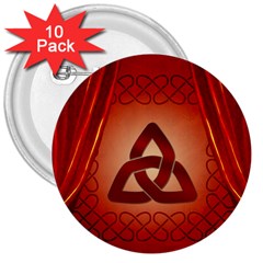 The Celtic Knot In Red Colors 3  Buttons (10 Pack)  by FantasyWorld7