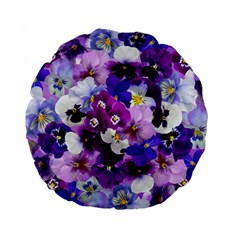 Pretty Purple Pansies Standard 15  Premium Flano Round Cushions by retrotoomoderndesigns