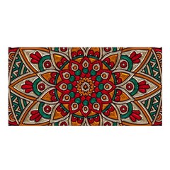 Mandala - Red & Teal  Satin Shawl