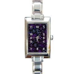 Retro Lilac Pattern Rectangle Italian Charm Watch by WensdaiAmbrose