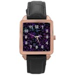 Retro Lilac Pattern Rose Gold Leather Watch  Front