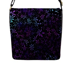 Retro Lilac Pattern Flap Closure Messenger Bag (L)