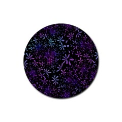 Retro Lilac Pattern Rubber Round Coaster (4 pack) 