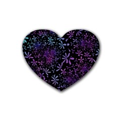 Retro Lilac Pattern Heart Coaster (4 pack) 