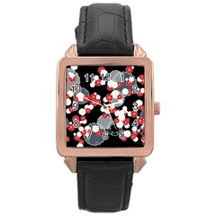 Plumflower Rose Gold Leather Watch  by WensdaiAmbrose