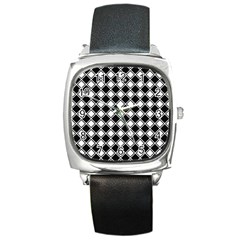 Square Diagonal Pattern Square Metal Watch by Mariart