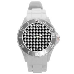 Square Diagonal Pattern Round Plastic Sport Watch (l)