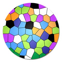 Stained Glass Colourful Pattern Magnet 5  (round) by Mariart