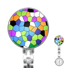 Stained Glass Colourful Pattern Stainless Steel Nurses Watch by Mariart