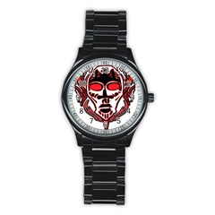 Visual Arts Skull Stainless Steel Round Watch