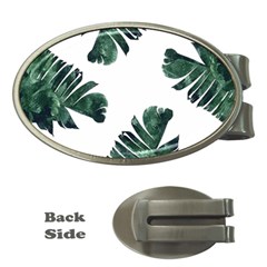 Watercolor Dark Green Banana Leaf Money Clips (oval)  by Alisyart