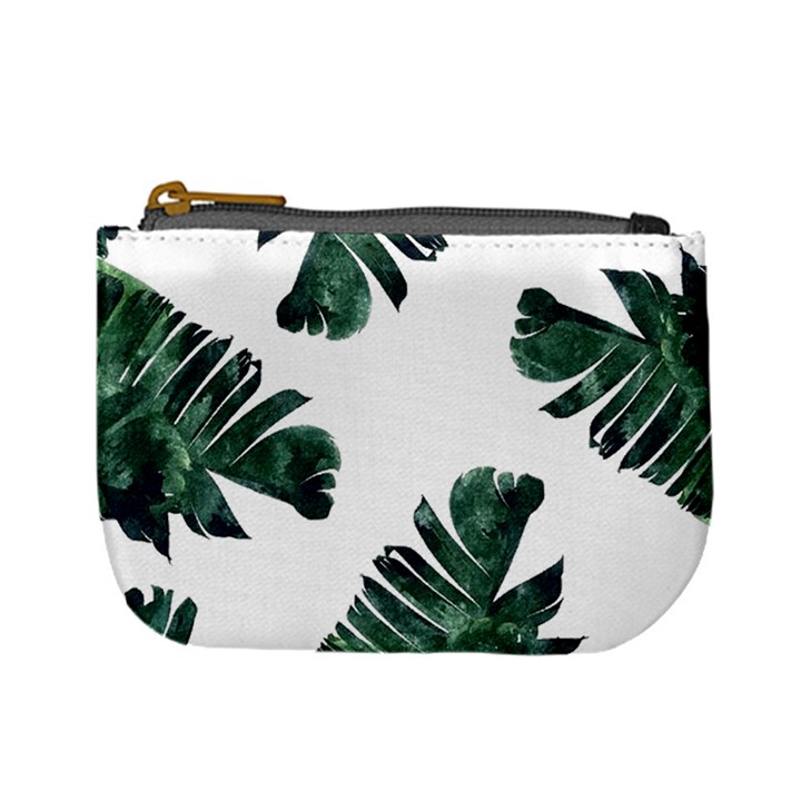 Watercolor Dark Green Banana Leaf Mini Coin Purse