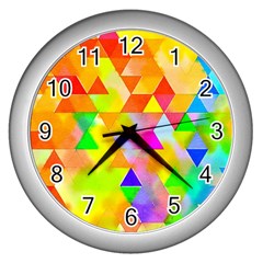 Watercolor Paint Blend Wall Clock (silver)