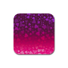 Purple Pink Hearts  Rubber Square Coaster (4 Pack)  by LoolyElzayat