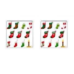 Christmas Stocking Candle Cufflinks (square) by Mariart