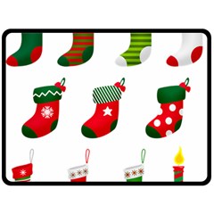 Christmas Stocking Candle Fleece Blanket (large)  by Mariart