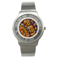 Background Abstract Texture Chevron Stainless Steel Watch