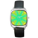 Kaleidoscope Background Green Square Metal Watch Front