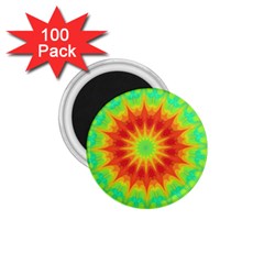 Kaleidoscope Background Mandala Red Green 1 75  Magnets (100 Pack)  by Mariart