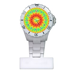 Kaleidoscope Background Mandala Red Green Plastic Nurses Watch