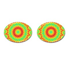 Kaleidoscope Background Red Yellow Cufflinks (oval) by Mariart