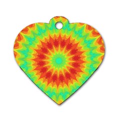 Kaleidoscope Background Red Yellow Dog Tag Heart (two Sides) by Mariart