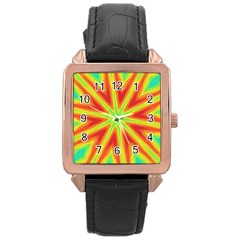 Kaleidoscope Background Star Rose Gold Leather Watch  by Mariart