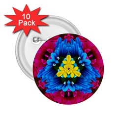 Flowers Kaleidoscope Mandala 2 25  Buttons (10 Pack) 