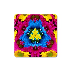 Flowers Kaleidoscope Mandala Square Magnet