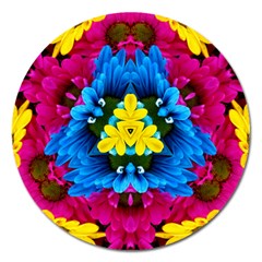 Flowers Kaleidoscope Mandala Magnet 5  (round)