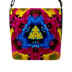 Flowers Kaleidoscope Mandala Flap Closure Messenger Bag (l)