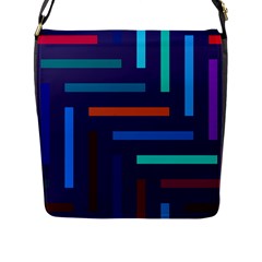 Line Background Abstract Flap Closure Messenger Bag (l)