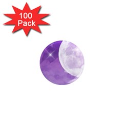 Purple Sky Star Moon Clouds 1  Mini Magnets (100 Pack) 