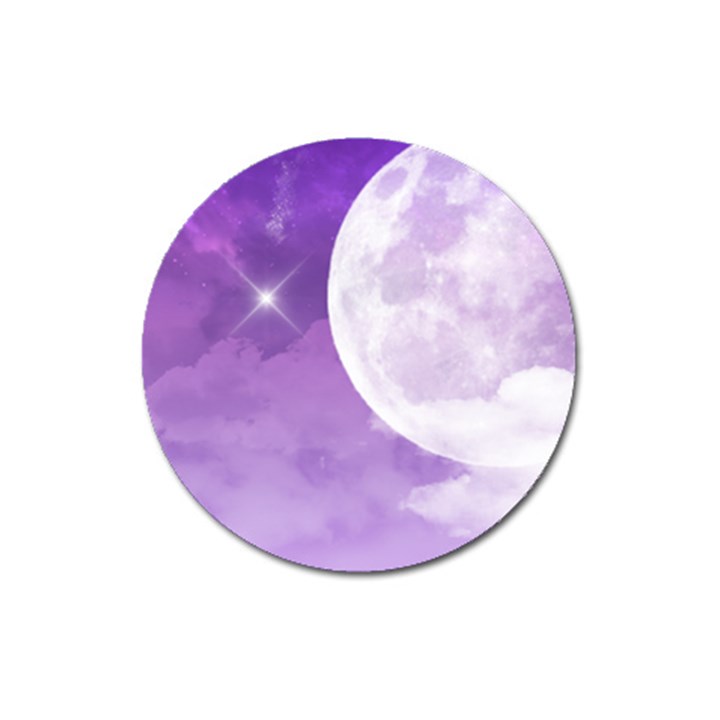 Purple Sky Star Moon Clouds Magnet 3  (Round)