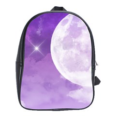 Purple Sky Star Moon Clouds School Bag (large)