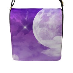 Purple Sky Star Moon Clouds Flap Closure Messenger Bag (l) by Mariart