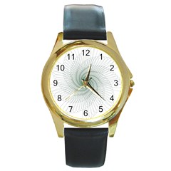 Spirograph Pattern Round Gold Metal Watch