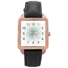 Spirograph Pattern Rose Gold Leather Watch 