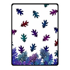 Blue Purple Leaves Fleece Blanket (small) by LoolyElzayat