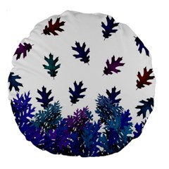 Blue Purple Leaves Large 18  Premium Round Cushions by LoolyElzayat