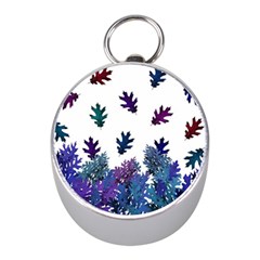 Blue Purple Leaves Mini Silver Compasses by LoolyElzayat