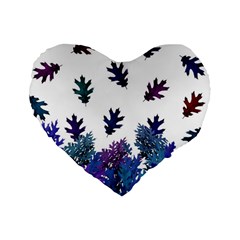 Blue Purple Leaves Standard 16  Premium Flano Heart Shape Cushions by LoolyElzayat