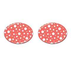 Polka Dot On Living Coral Cufflinks (oval) by LoolyElzayat