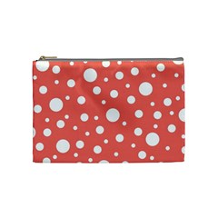 Polka Dot On Living Coral Cosmetic Bag (medium) by LoolyElzayat