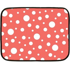 Polka Dot On Living Coral Double Sided Fleece Blanket (mini)  by LoolyElzayat