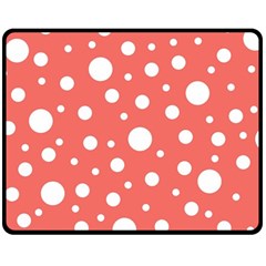 Polka Dot On Living Coral Fleece Blanket (medium)  by LoolyElzayat