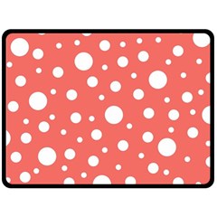 Polka Dot On Living Coral Double Sided Fleece Blanket (large)  by LoolyElzayat