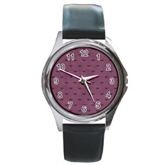 Plum Bow Design Round Metal Watch by WensdaiAmbrose