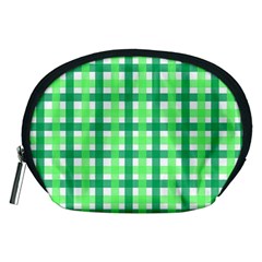 Sweet Pea Green Gingham Accessory Pouch (medium) by WensdaiAmbrose