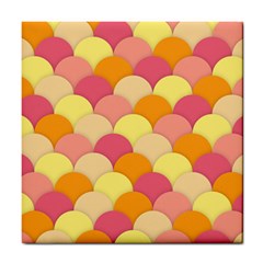 Scallop Fish Scales Scalloped Rainbow Tile Coasters